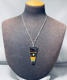 Midnight Sky Native American Navajo Turquoise Kachina Sterling Silver Necklace-Nativo Arts