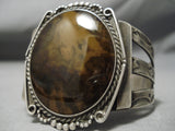 Colossal Vintage Native American Navajo Petrified Wood Sterling Silver Bracelet Old-Nativo Arts