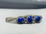 Triple Moon Vintage Native American Navajo Lapis Sterling Silver Bracelet-Nativo Arts