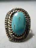 Impressive Vintage Native American Navajo Turquoise Sterling Silver Ring Old-Nativo Arts