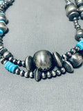 48 Inch Native American Navajo Turquoise Sterling Silver Wrap Around Necklace-Nativo Arts
