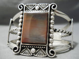 Unique Vintage Navajo Petrified Wood Sterling Silver Bracelet Native American-Nativo Arts