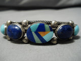 Native American Museum Quality Vintage Austin Garcia Turquoise Inlay Sterling Silver Bracelet-Nativo Arts