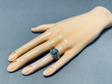 Early 1900's Vintage Native American Navajo Turquoise Coin Silver Ring-Nativo Arts
