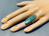Stunning Vintage Native American Navajo Turquoise Chip Inlay Sterling Silver Ring-Nativo Arts