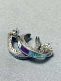One Of Most Intricate Signed Vintage Native American Navajo Turquoise Sterling Silver Earrings-Nativo Arts