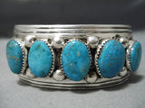 Impressive Vintage Native American Navajo 5 Carico Lake Turquoise Sterling Silver Bracelet-Nativo Arts