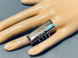 Signed Native American Navajo 8 Turquoise Sterling Silver Ring-Nativo Arts