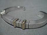 Native American Heavy And Thick!! Vintage Sterling Silver 14k Gold Bracelet Cuff-Nativo Arts