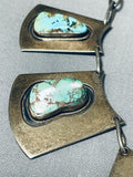 Rare Gilber Turquoise Vintage Native American Navajo Sterling Silver Necklace Old-Nativo Arts
