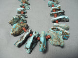 Native American Advanced Workmanship Vintage Navajo Turquoise Round Coral Necklace Old-Nativo Arts