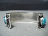 Striking Vintage Native American Navajo Old Kingman Turquoise Sterling Silver Bracelet-Nativo Arts