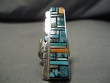 Important Vintage Native American Navajo Santo Domingo Inlay Sterling Silver Turquosie Ring-Nativo Arts