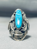 Fascinating Vintage Native American Navajo Kingman Turquoise Sterling Silver Huge Ring-Nativo Arts