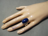 Thick!! Heavy Native American Navajo Lapis Sterling Silver Important Ring-Nativo Arts