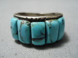 Marvelous Vintage Native American Navajo Blue Diamond Turquoise Sterling Silver Ring Old-Nativo Arts
