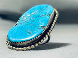 Massive Vintage Native American Navajo Morenci Turquoise Sterling Silver Ring-Nativo Arts