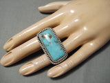 Unique Vintage Navajo 2 Finger Turquoise Sterling Silver Native American Ring-Nativo Arts