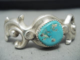 Unique Tso Vintage Native American Navajo Blue Gem Turquoise Sterling Silver Bracelet-Nativo Arts