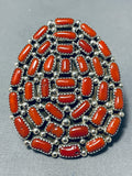 Dramatic Native American Navajo Colossal Coral Sterling Silver Ring-Nativo Arts