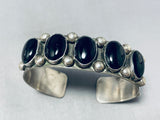 Excellent Signed Vintage Native American Navajo Black Onyx Sterling Silver Bracelet-Nativo Arts