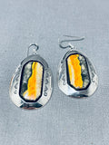 Astonishing Native American Navajo Honeybee Jasper Sterling Silver Dangle Earrings-Nativo Arts