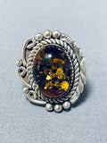 Dazzling Ancient Tree Sap Native American Navajo Amber Sterling Silver Ring-Nativo Arts