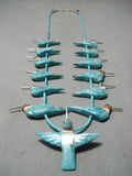 One Of The Best Vintage Santo Domingo Native American Navajo Turquoise Hummingbord Necklace-Nativo Arts