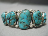 Rare Graduating Turquoise Vintage Native American Navajo Sterling Silver Bracelet Old-Nativo Arts