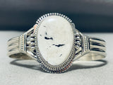 Native American Amazing Southwestern Sterling Silver White Buffalo Turquoise Bracelet-Nativo Arts