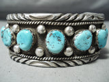 Superlative Vintage Native American Navajo Morenci Turquoise Sterling Silver Bracelet Old-Nativo Arts