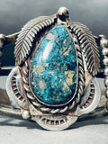 Gilbert Turquoise Rare Mine Vintage Native American Navajo Turquoise Sterling Silver Bracelet-Nativo Arts