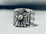 Focused Detail From Artist Native American Navajo Sterling Silver Ring-Nativo Arts