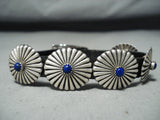 Unique Vintage Native American Navajo Lapis Sterling Silver Concho Bracelet-Nativo Arts
