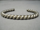 Wonderful Vintage Native American Navajo Handwoven Sterling Silver Bracelet Cuff Old-Nativo Arts