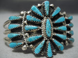 Stunning Vintage Native American Navajo Turquoise Sun Sterling Silver Bracelet Cuff-Nativo Arts