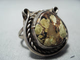 Wonderful Vintage Navajo Agate Sterling Silver Ring Native American Old-Nativo Arts