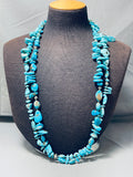 200 Gram Vintage Native American Navajo Turquoise Sterling Silver Necklace-Nativo Arts