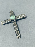 Tremendous Vintage Native American Navajo Royston Turquoise Sterling Silver Cross Pendant-Nativo Arts