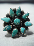 Custom Vintage Native American Navajo Old Kingman Cerillos Turquoise Sterling Silver Ring-Nativo Arts
