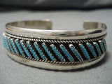 Amazing Vintage Native American Zuni Navajo Turquoise Sterling Silver Bracelet Old-Nativo Arts