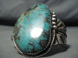 Monstrous Museum Vintage Native American Navajo Basalt Turquoise Sterling Silver Bracleet-Nativo Arts