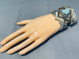 One Of The Most Unique Ever Vintage Native American Navajo Turquoise Sterling Silver Bracelet-Nativo Arts