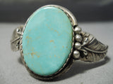 Amazing Vintage Native American Navajo Royston Turquoise Sterling Silver Leaf Bracelet Old-Nativo Arts
