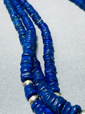 One Of The Best Native American Navajo Lapis Sterling Silver Necklace-Nativo Arts
