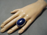 Breathtaking Vintage Navajo Domed Lapis Sterling Silver Native American Ring-Nativo Arts