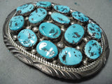 Mark Yazzie Native American Navajo Sleeping Beauty Turquoise Sterling Silver Buckle-Nativo Arts
