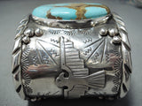 Huge San Felipe 8 Turquoise Sterling Silver Eagle Bracelet-Nativo Arts