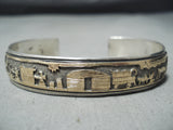 Phenomenal Native American Navajo Sterling Silver 12k Gold Storyteller Bracelet-Nativo Arts