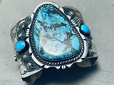 Colossal Native American Navajo Blue Diamond Turquoise Sterling Silver Repoussed Bracelet-Nativo Arts